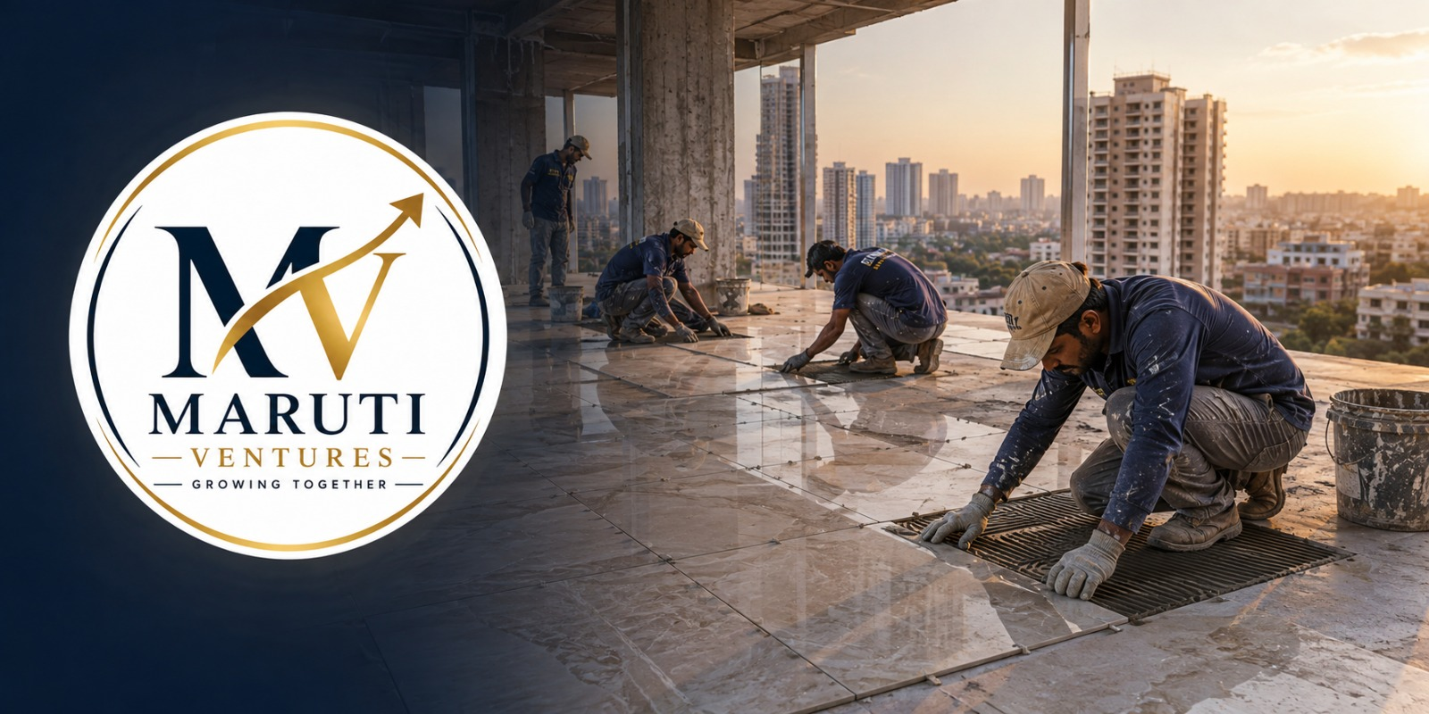 Maruti Ventures tile installation team