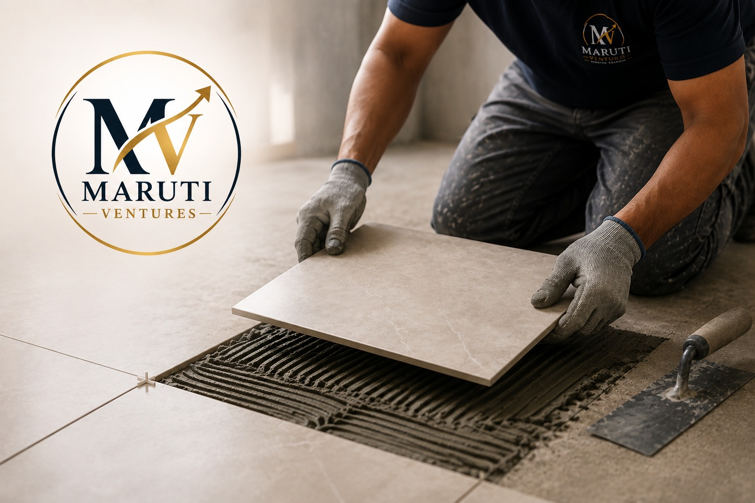 Tile installation work